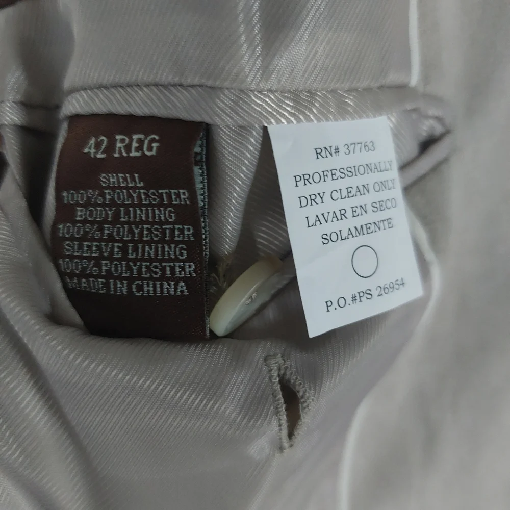 PERRY ELLIS Classic Fit Beige Linen Sport Coat Blazer Jacket Size 42R